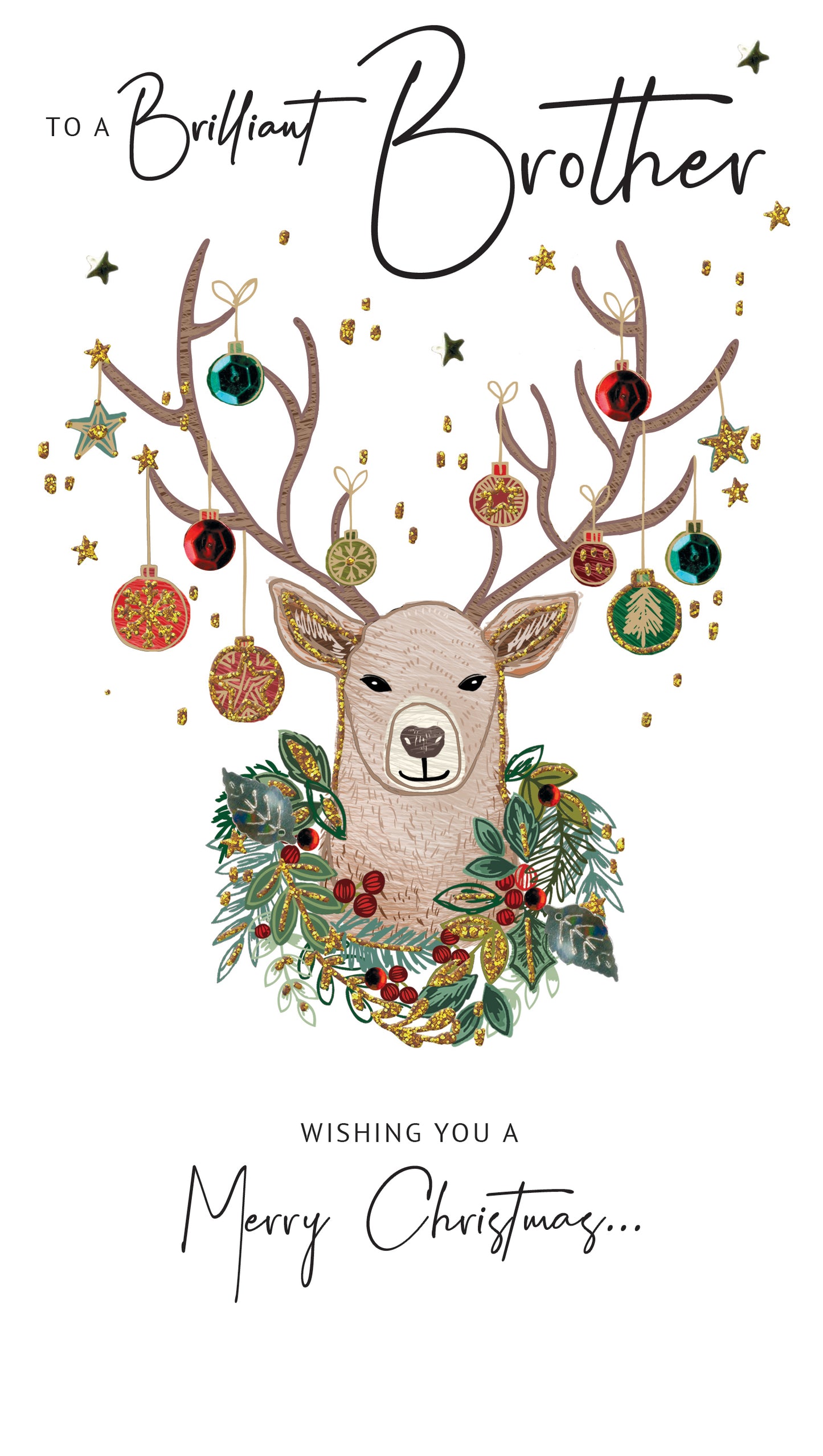 Brilliant Brother Embellished Christmas Card Hand-Finished