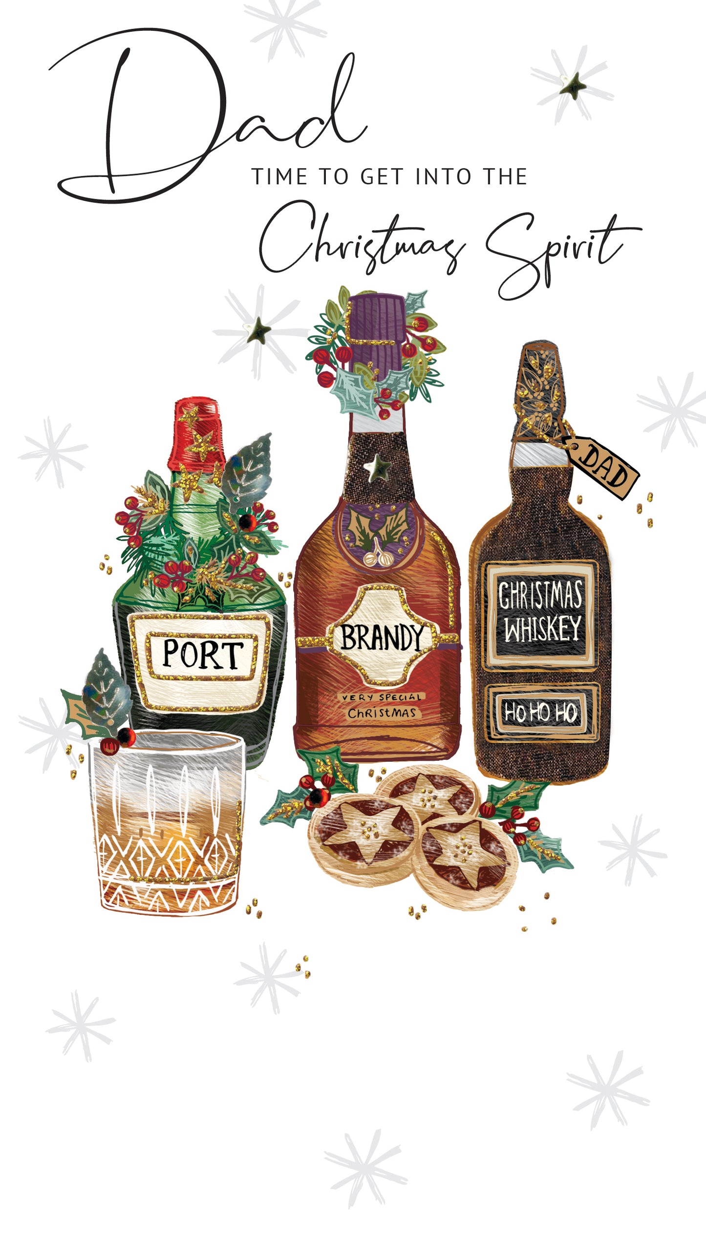 Dad Into The Spirit Embellished Christmas Card Hand-Finished