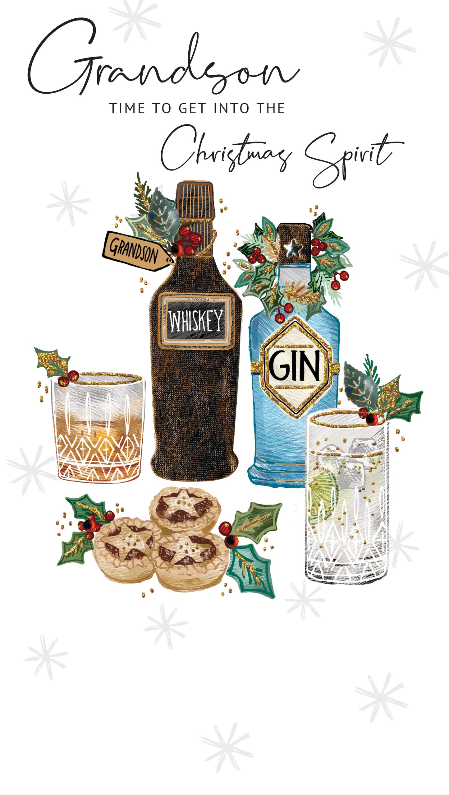 Grandson In The Spirit Embellished Christmas Card Hand-Finished