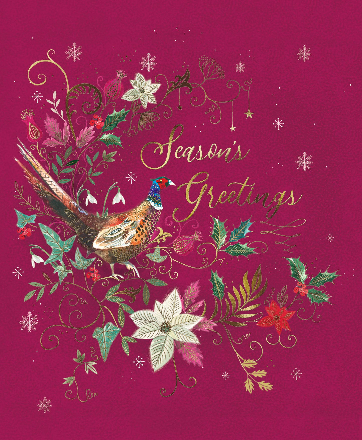 Season's Greetings Gold Foiled Christmas Greeting Card
