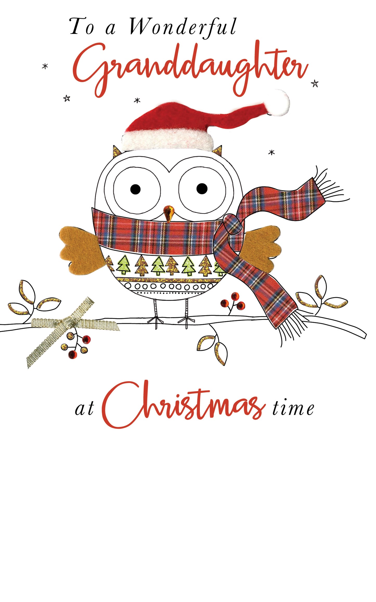 Hand-Finished Granddaughter Christmas Greeting Card