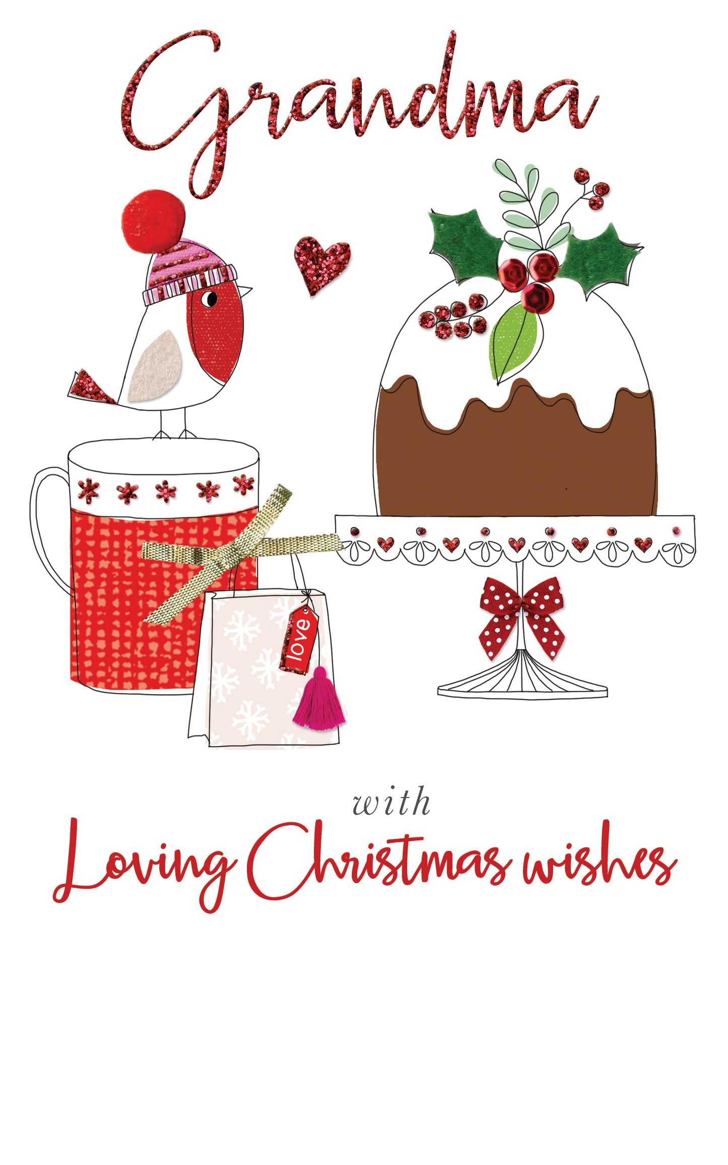 Hand-Finished Grandma Christmas Greeting Card