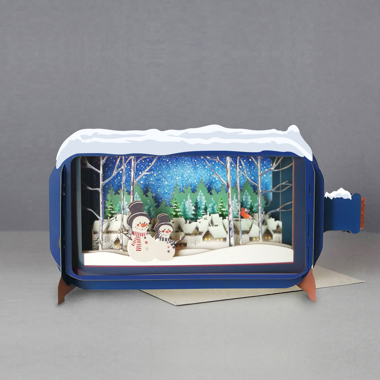 Message In A Bottle Xmas Snowmen Pop Up Christmas Greeting Card