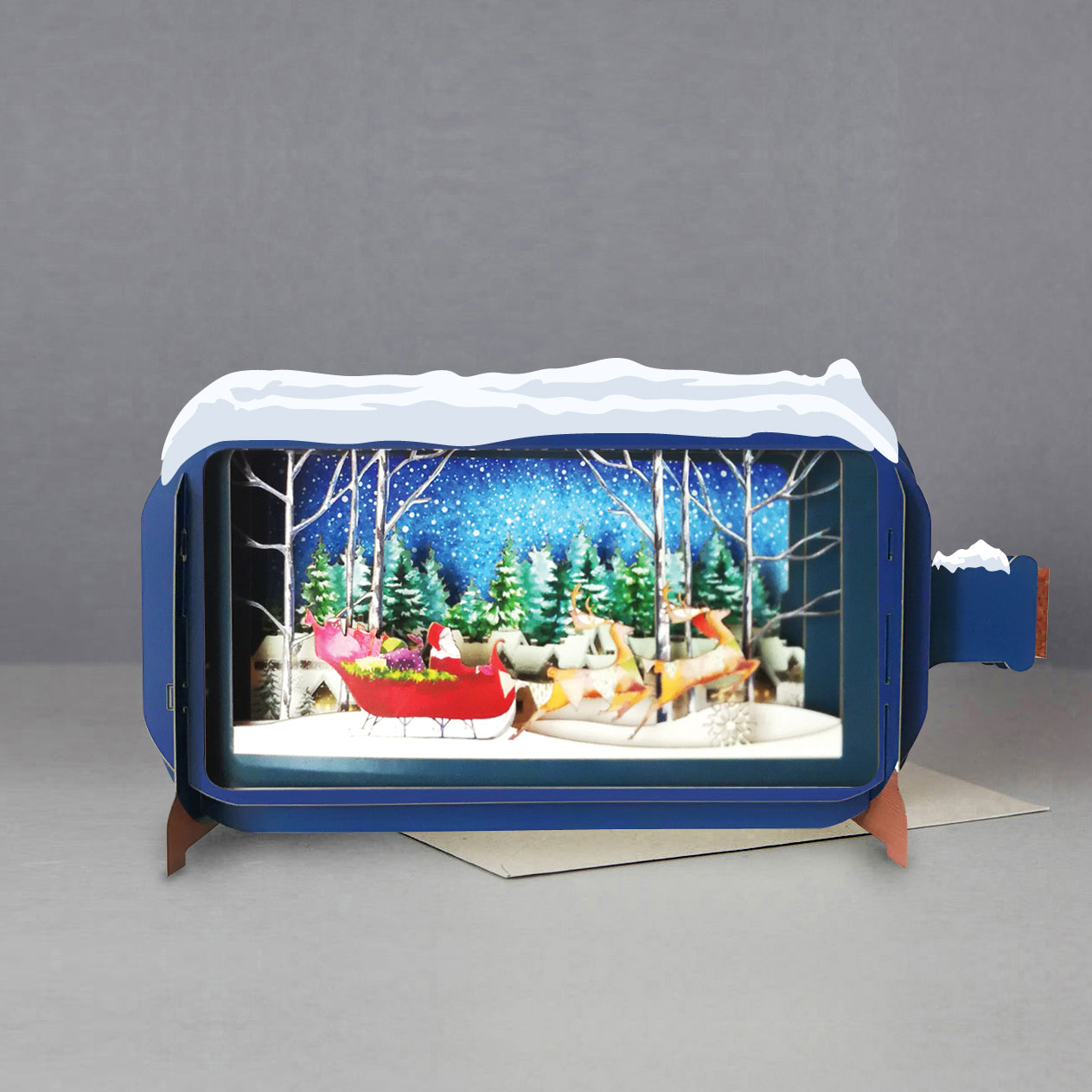 Message In A Bottle Santa's Sleigh Pop Up Christmas Greeting Card