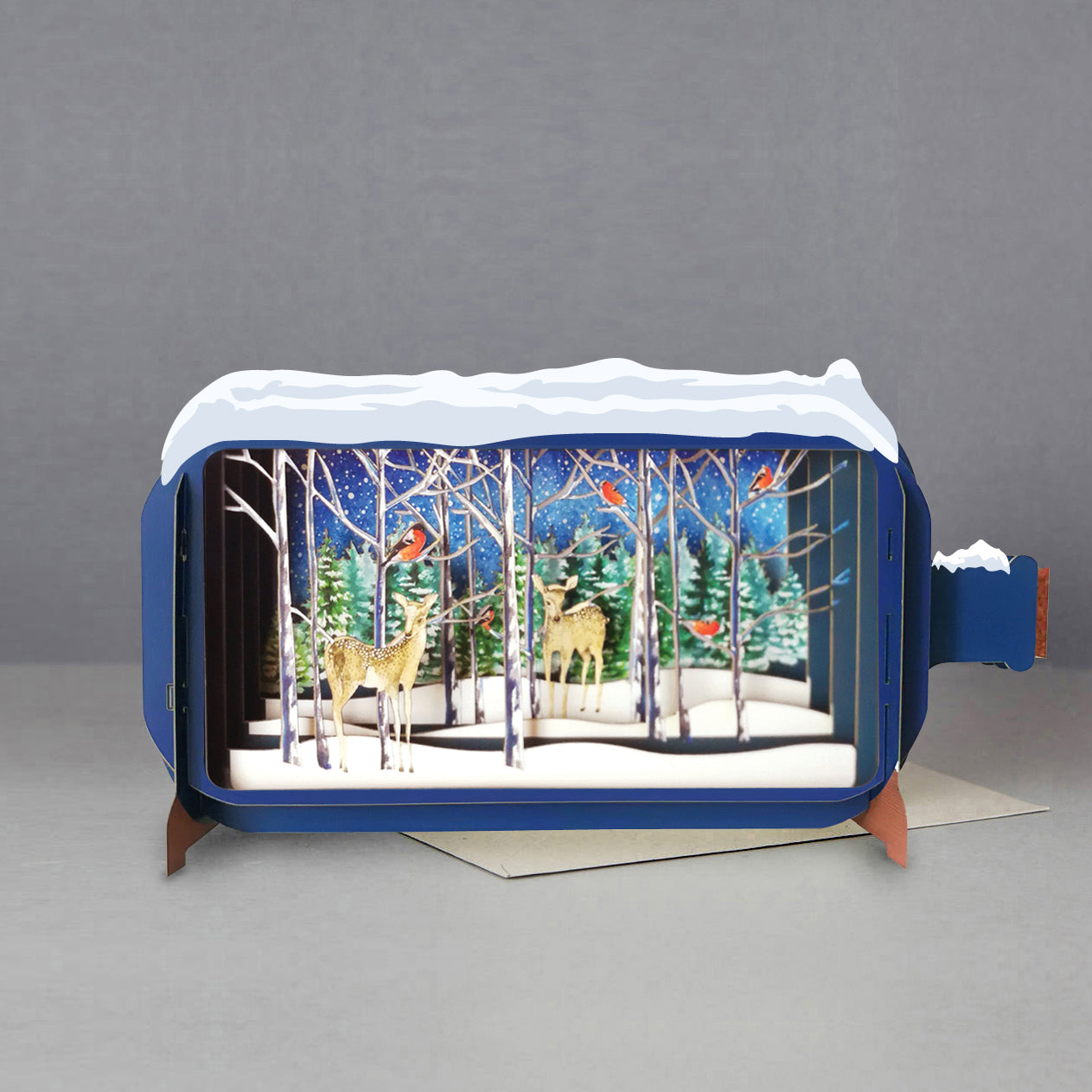 Message In A Bottle Winter Deer Pop Up Christmas Greeting Card