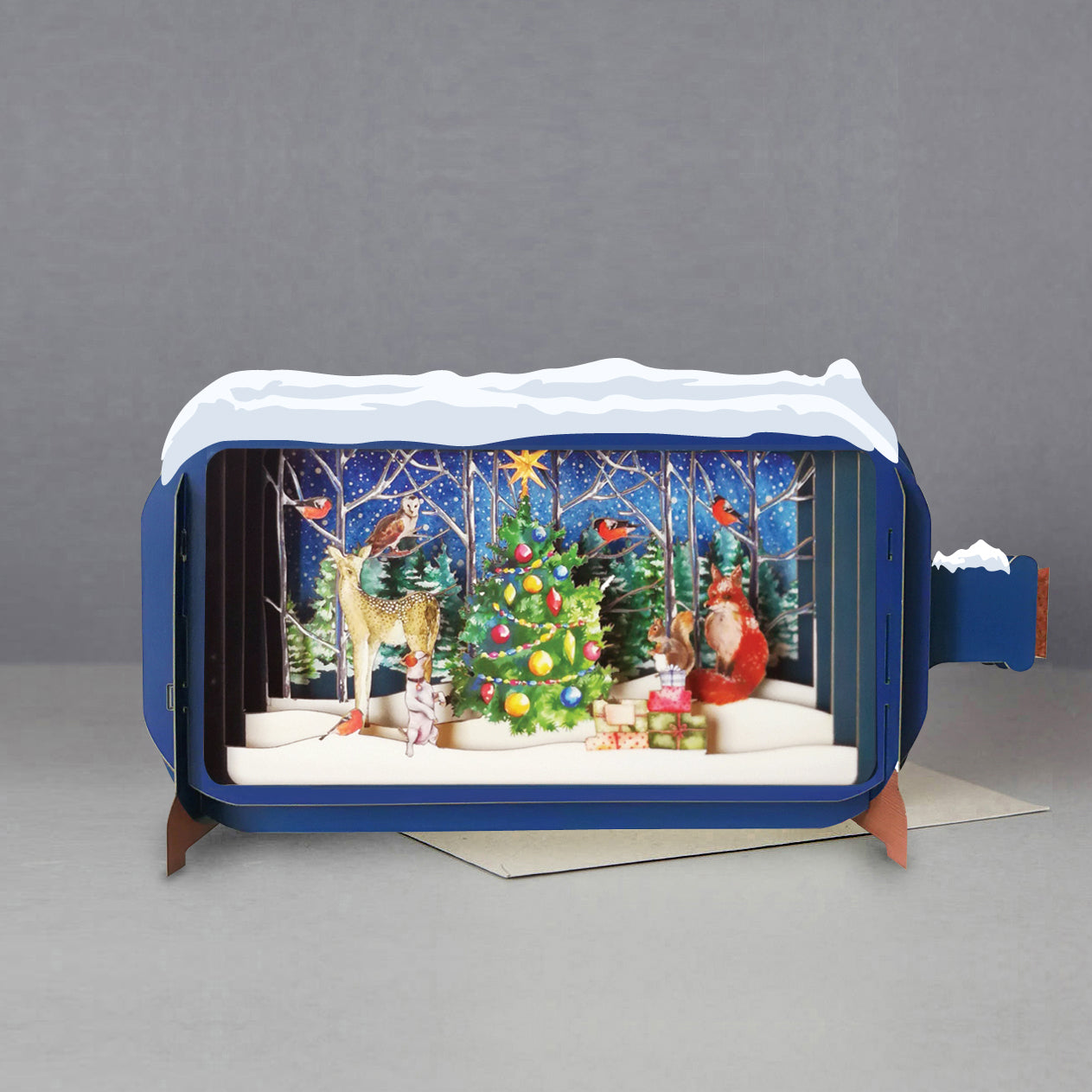 Message In A Bottle Furry Friends Pop Up Christmas Greeting Card