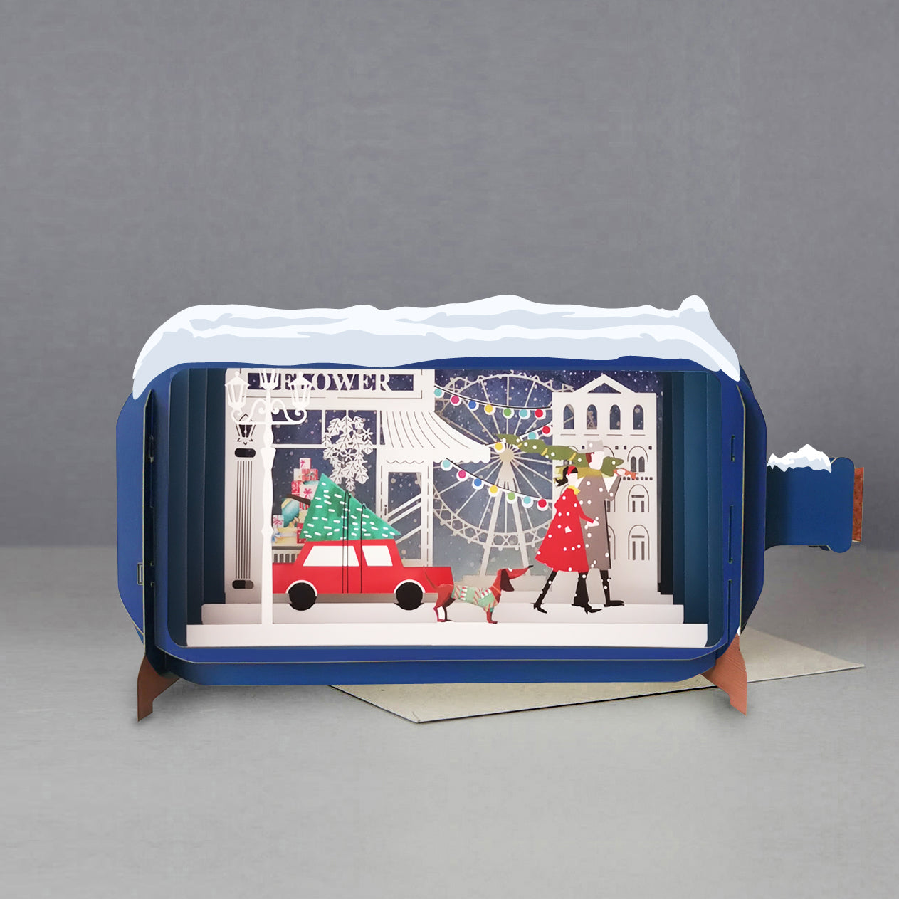 Message In A Bottle Xmas Shopping Pop Up Christmas Greeting Card