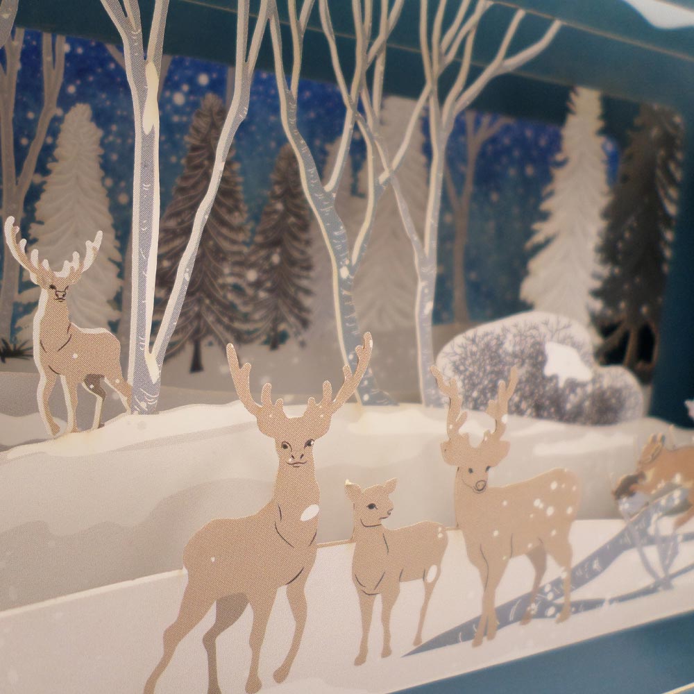 Message In A Bottle Winter Snowy Reindeer Pop Up Christmas Card