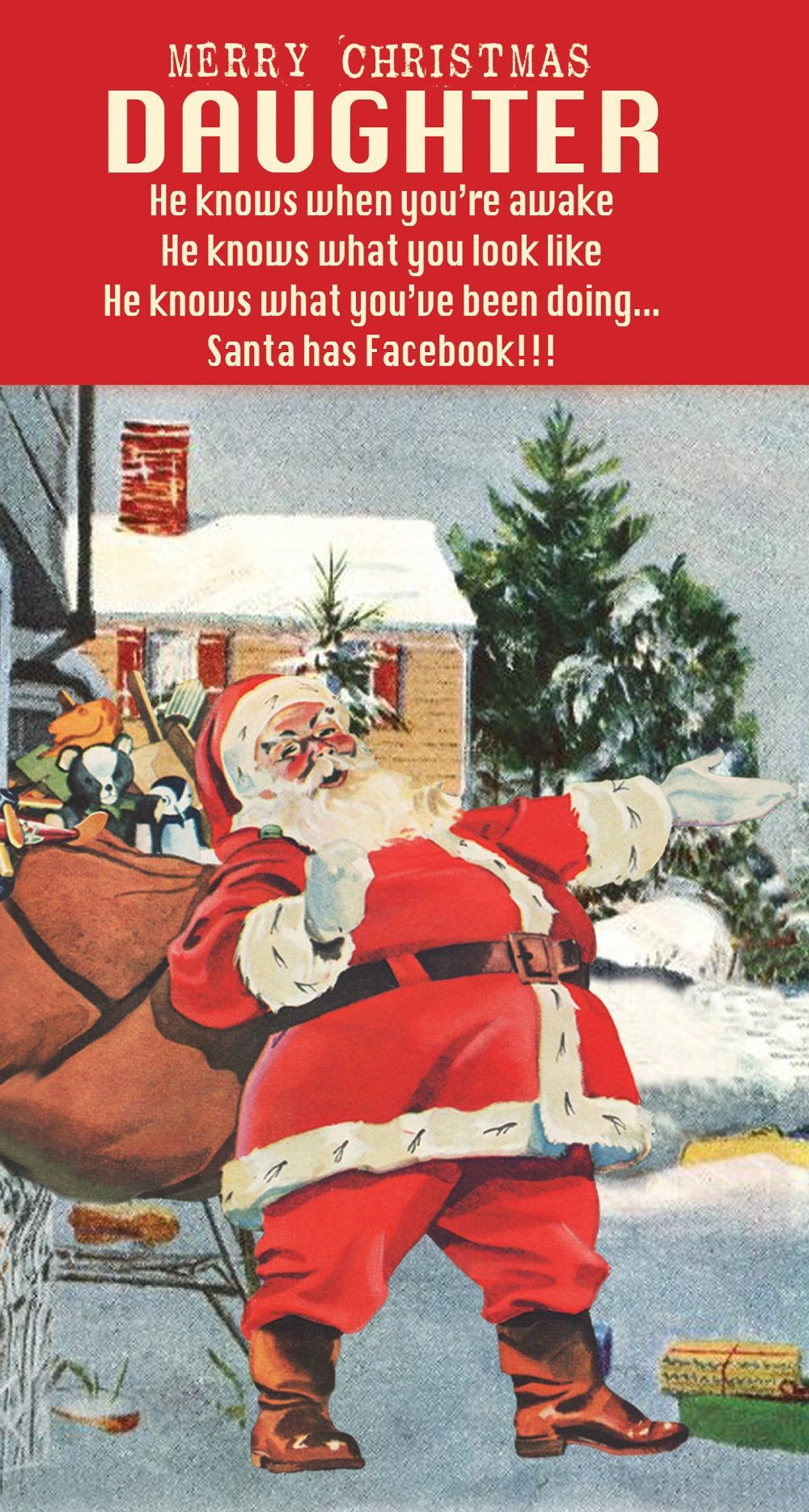 Santa Merry Christmas Daughter Funny Christmas Card