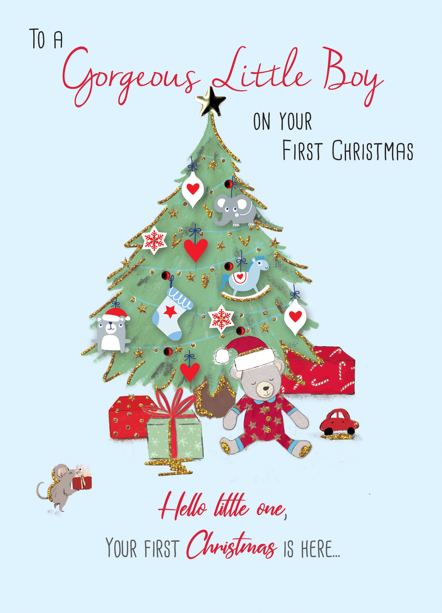 Little Boy First Christmas Embellished Christmas Card