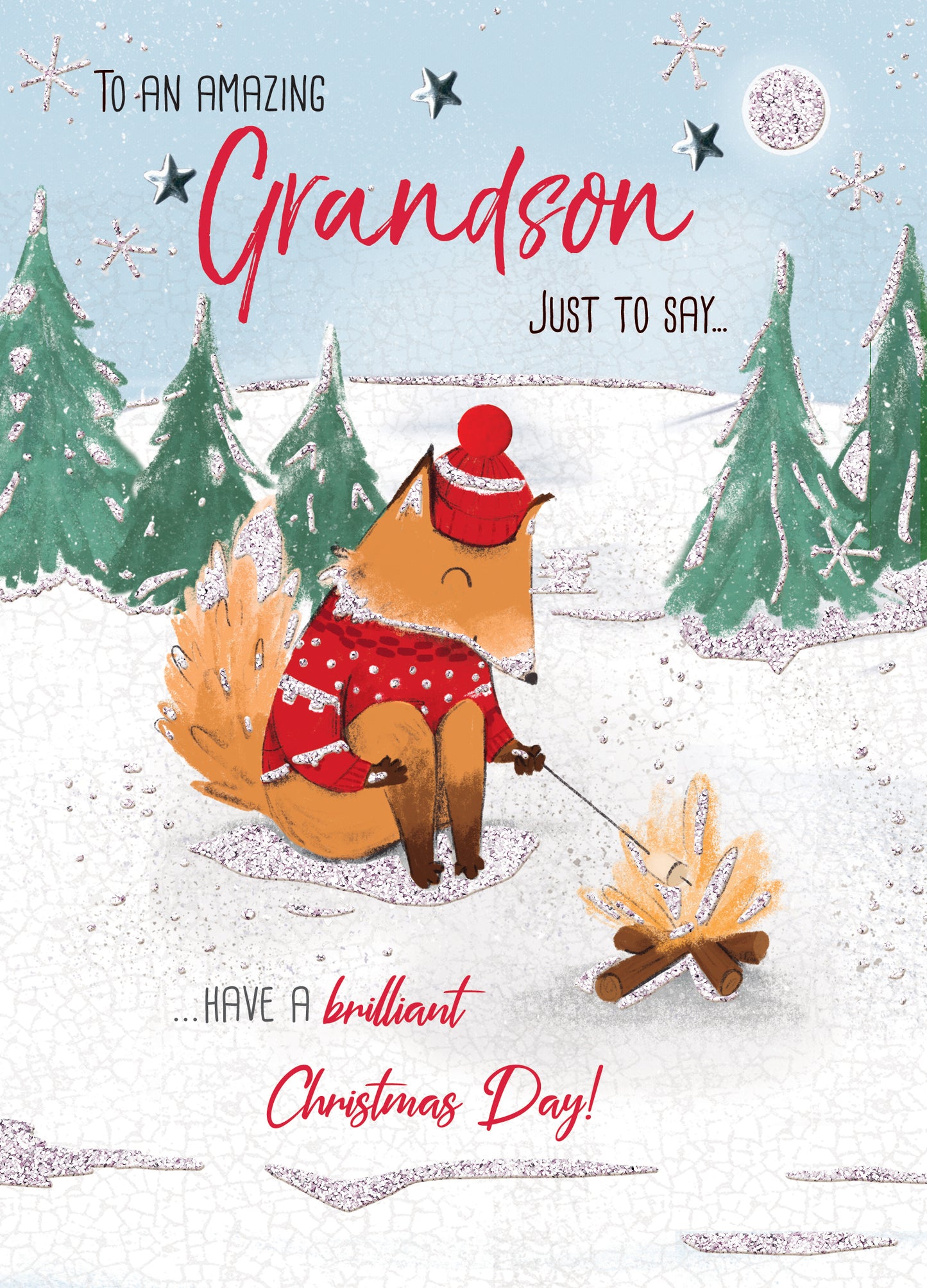 Amazing Grandson Embellished Christmas Card