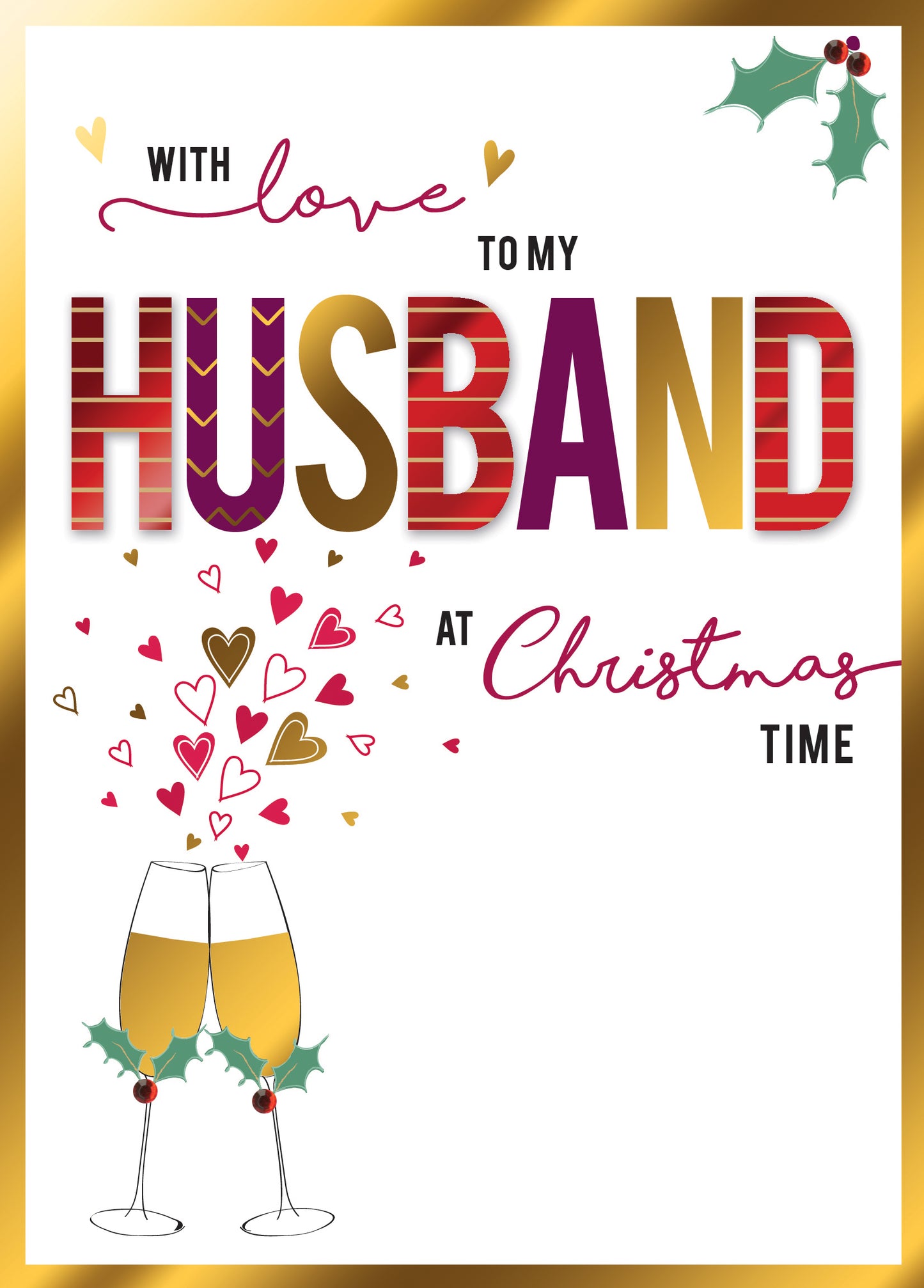 With Love To My Husband Embellished Christmas Card