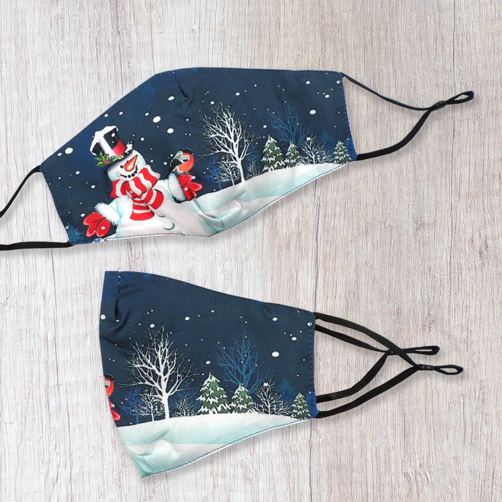 Xmas Novelty Fun Snowman Face Mask Durable & Reusable