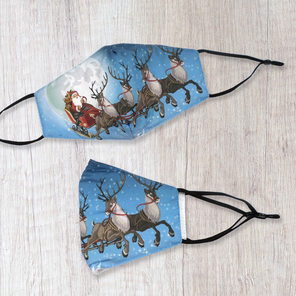 Xmas Novelty Whimsical Santa Face Mask Durable & Reusable