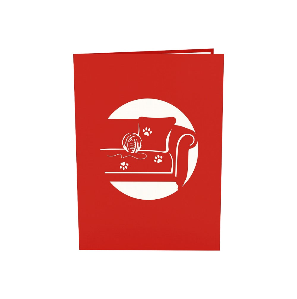 Cat & Sofa Laser Cut Pop Up Greeting Card
