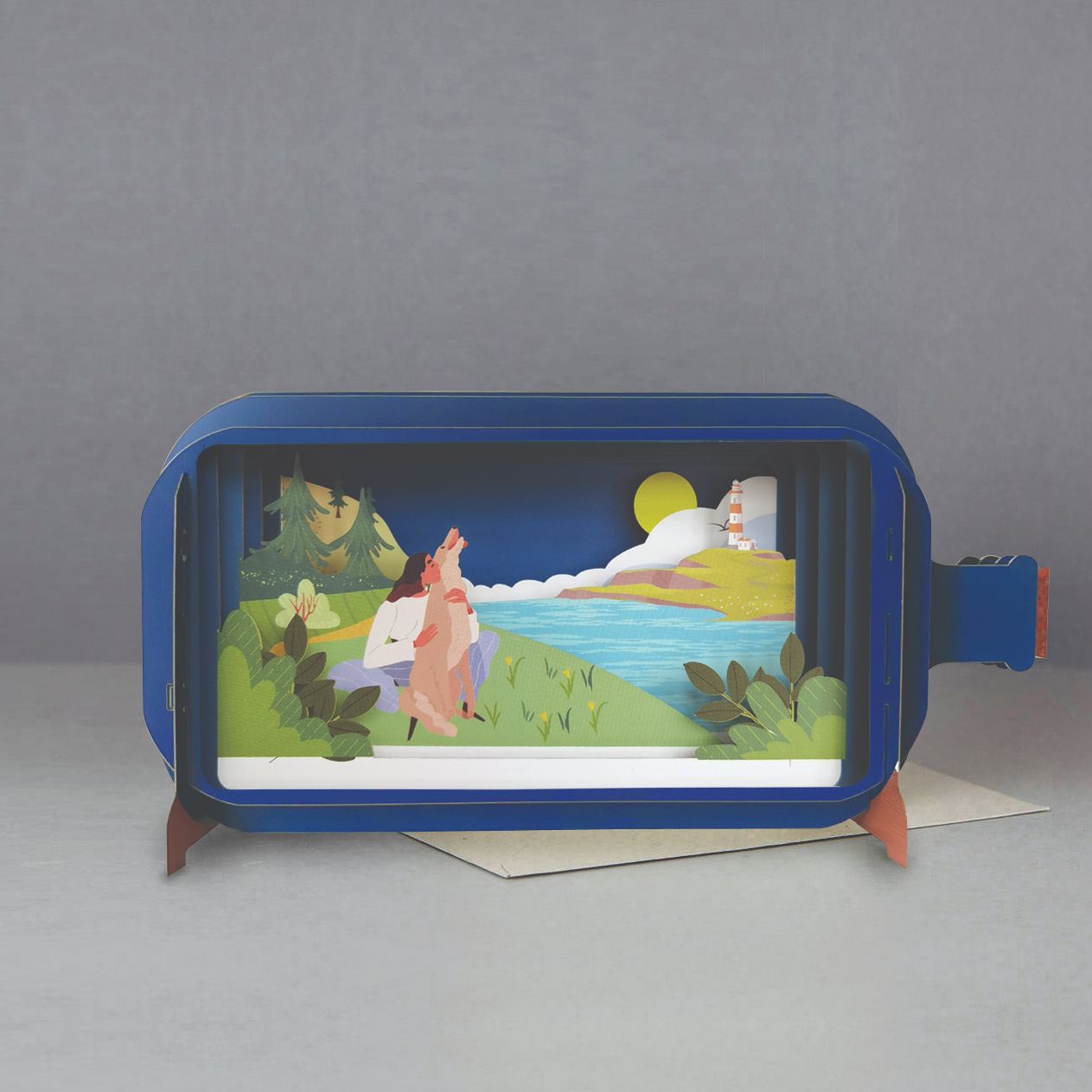 Message In A Bottle Dog Walk Pop Up Any Occasion Greeting Card