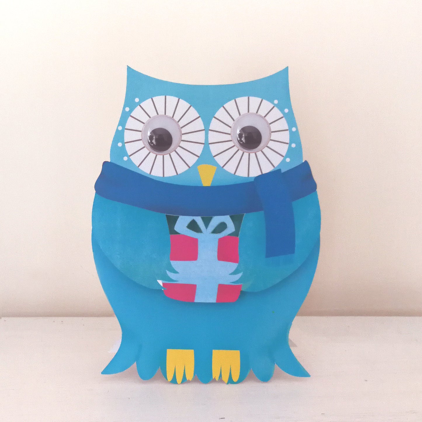 Children's Wobbly Head Wide Eyed Owl 3D Birthday Greeting Card