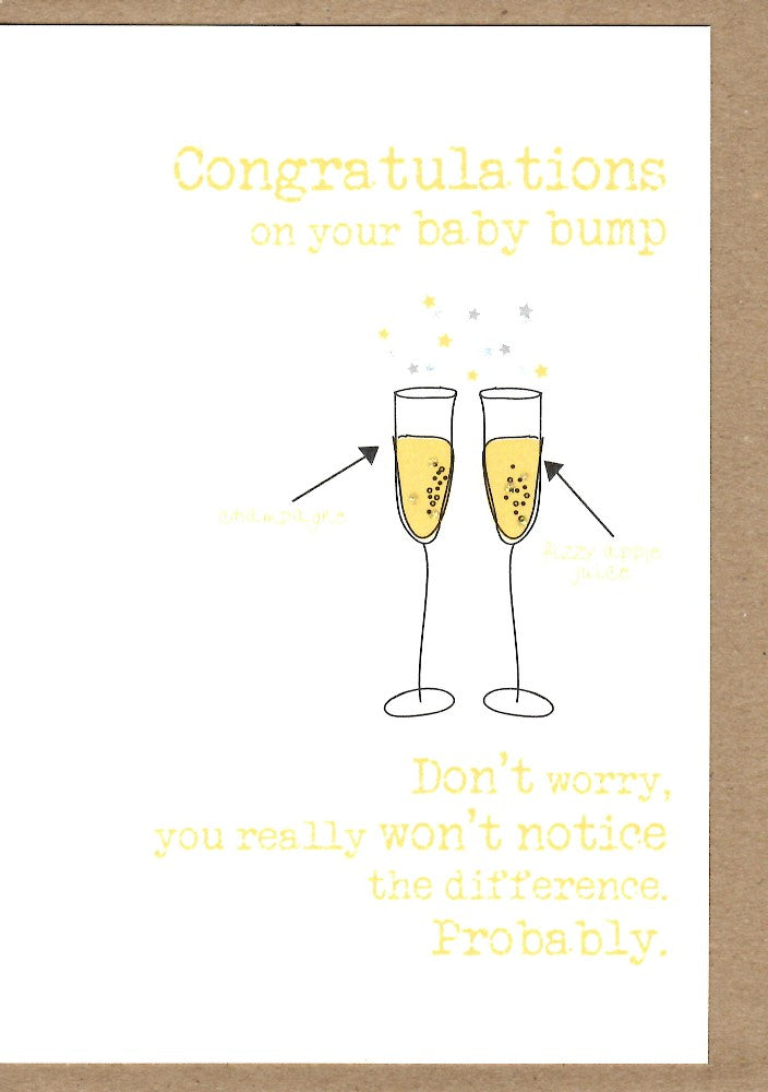 Baby Bump Congrats Sparkle Finished Greeting Card
