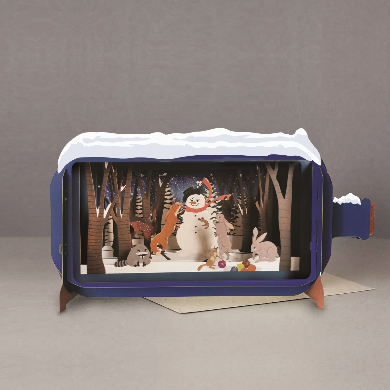 Message In A Bottle Woodland Fun Pop Up Christmas Greeting Card