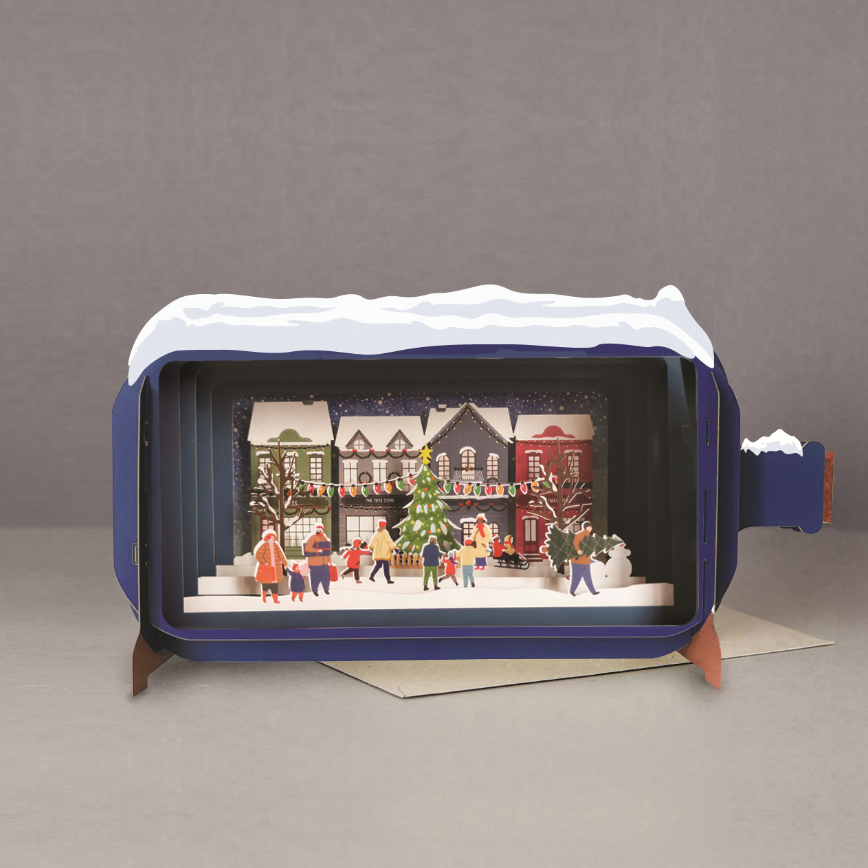 Message In A Bottle Xmas Toy Store Pop Up Christmas Greeting Card