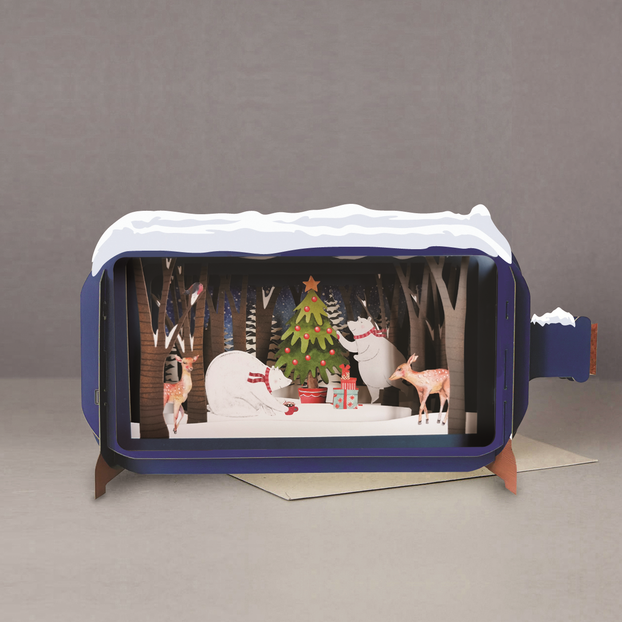 Message In A Bottle Xmas Night Pop Up Christmas Greeting Card