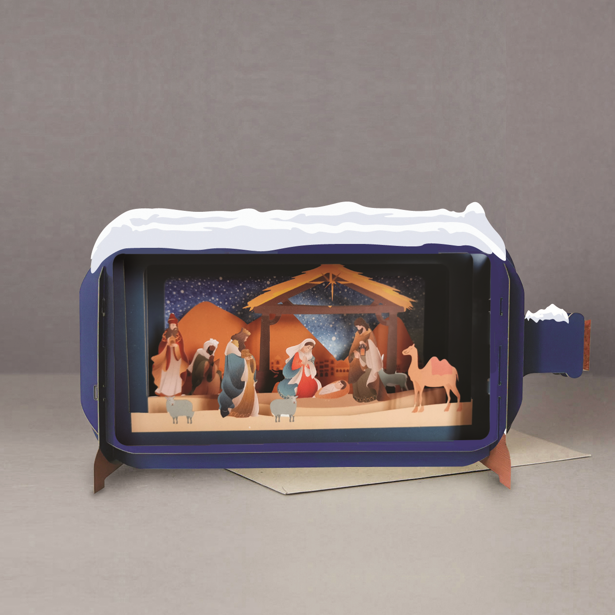 Message In A Bottle Manger Scene Pop Up Christmas Greeting Card