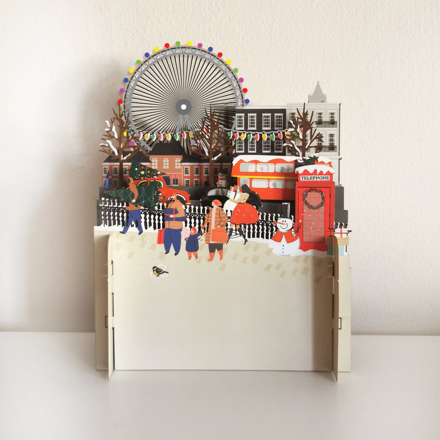 Snowy London Xmas Shopping 3D Pop Up Christmas Greeting Card