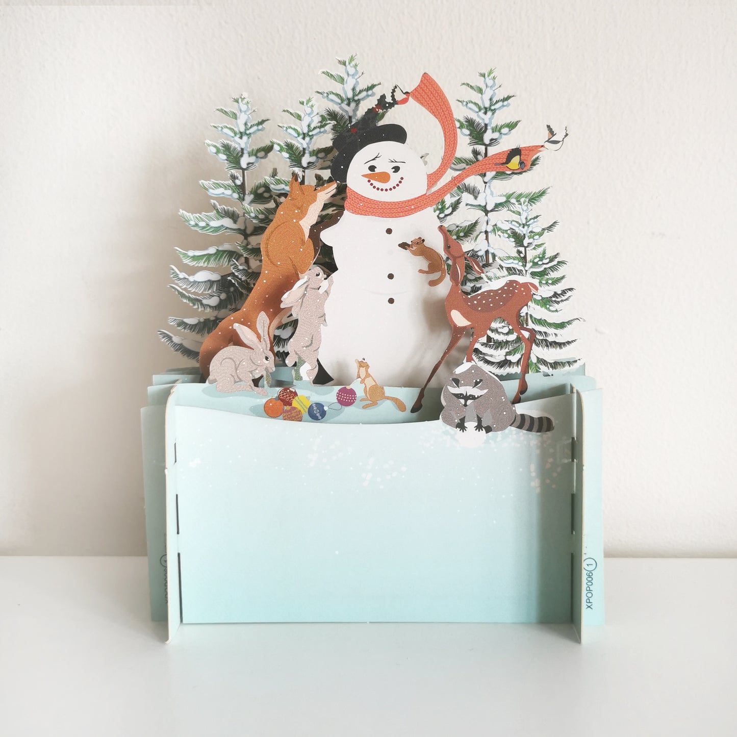 Snowman & Woodland Animals 3D Pop Up Christmas Greeting Card