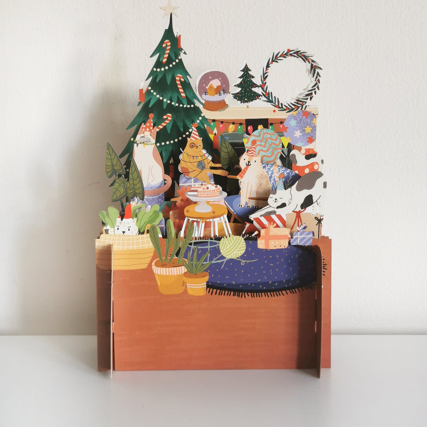 Xmas Cat Party With Presents 3D Pop Up Christmas Greeting Card