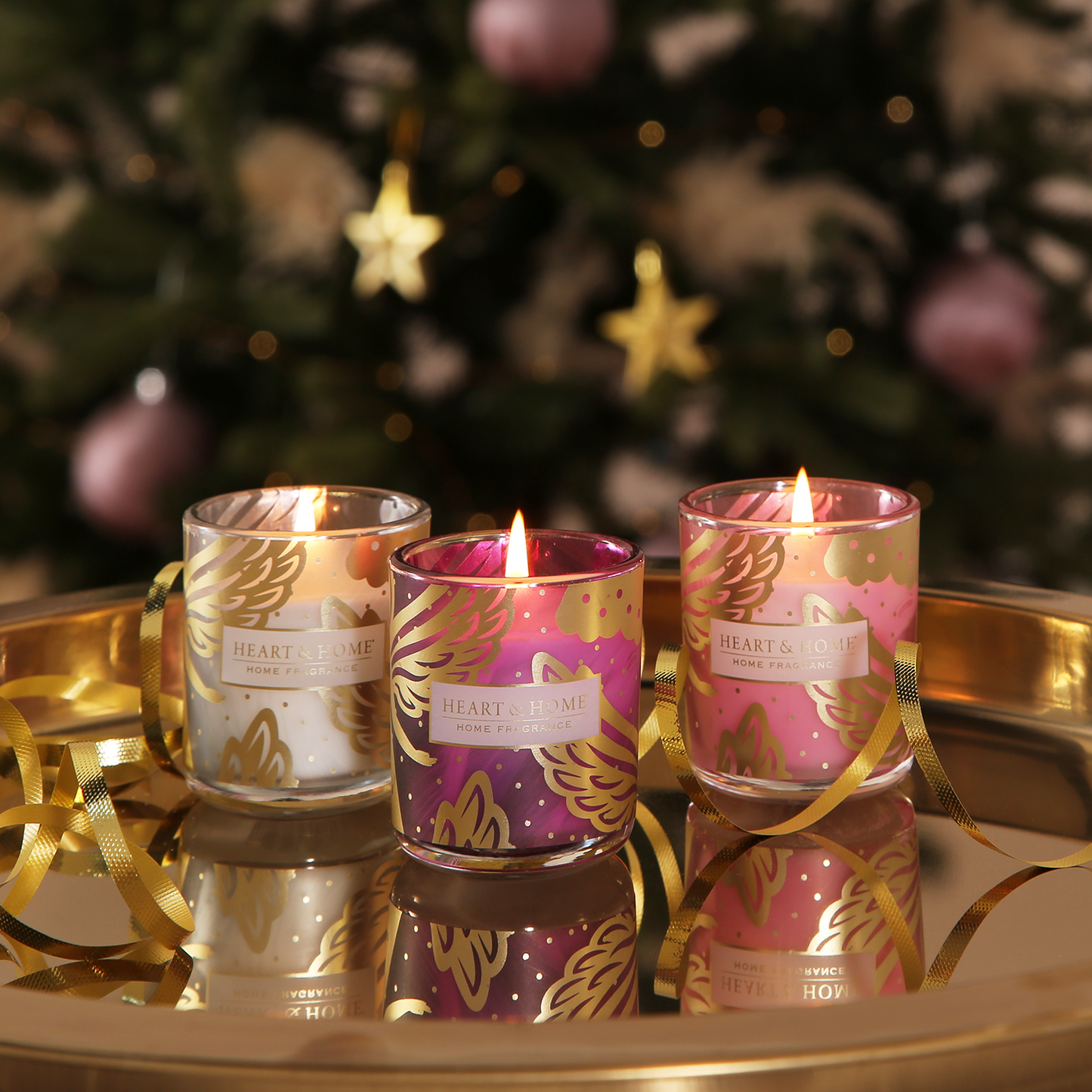 Heart & Home Mini Pink Scented Candle Collection Christmas Gift Set