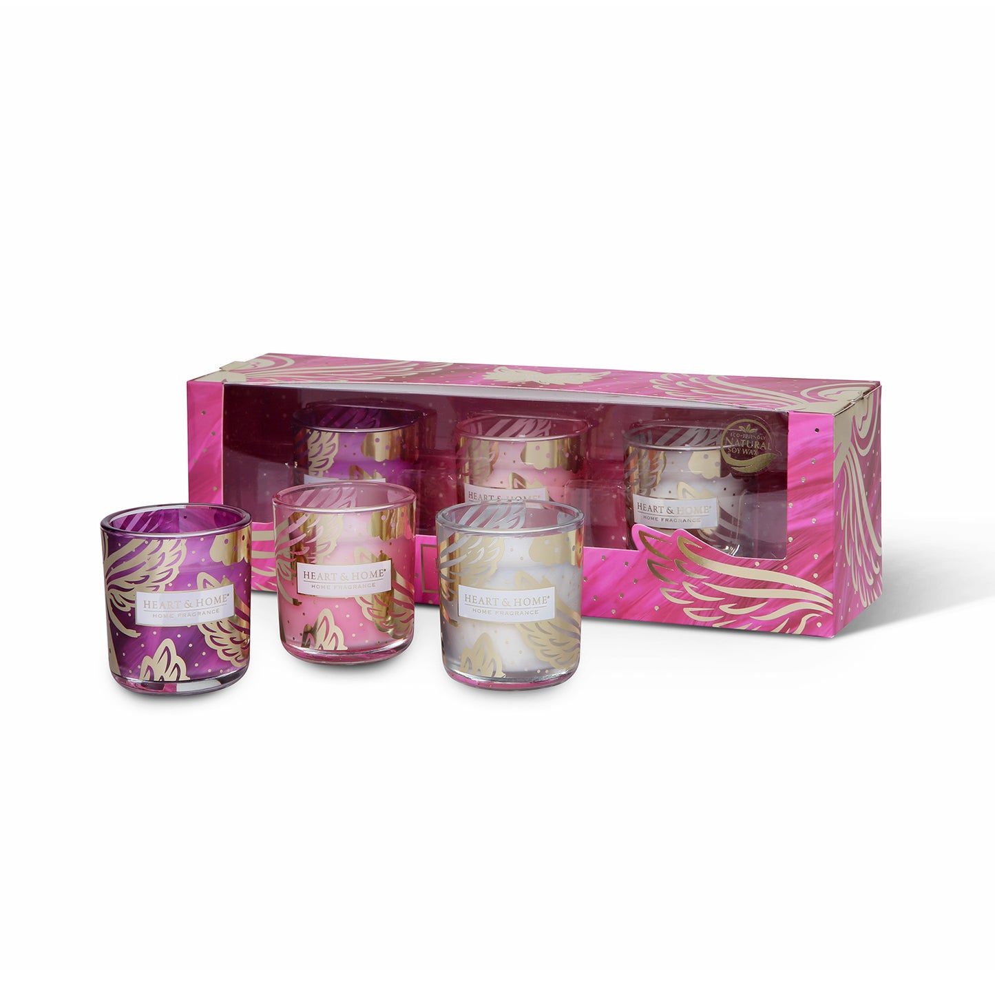 Heart & Home Mini Pink Scented Candle Collection Christmas Gift Set