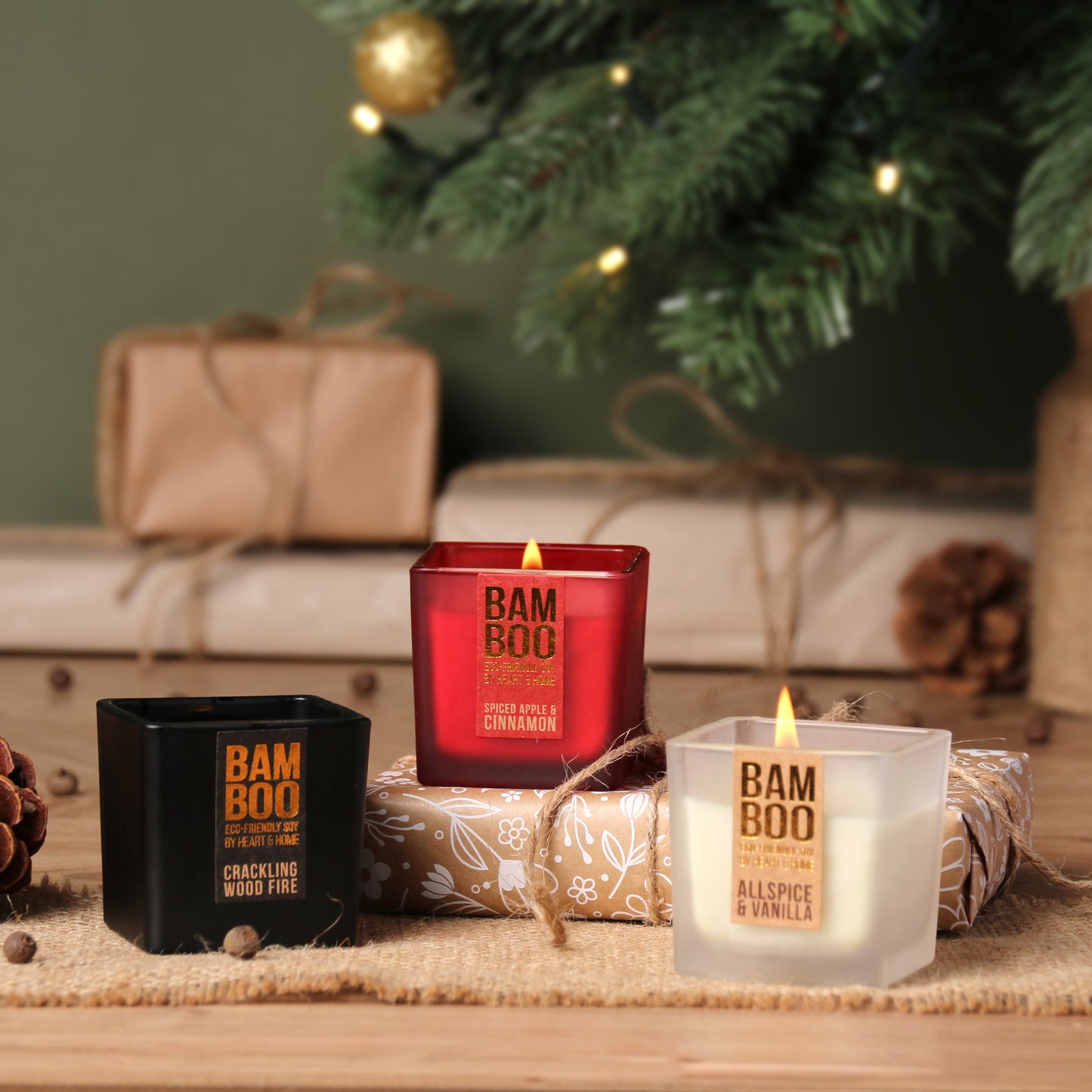 Heart & Home Bamboo Mini Scented Candle Christmas Gift Set