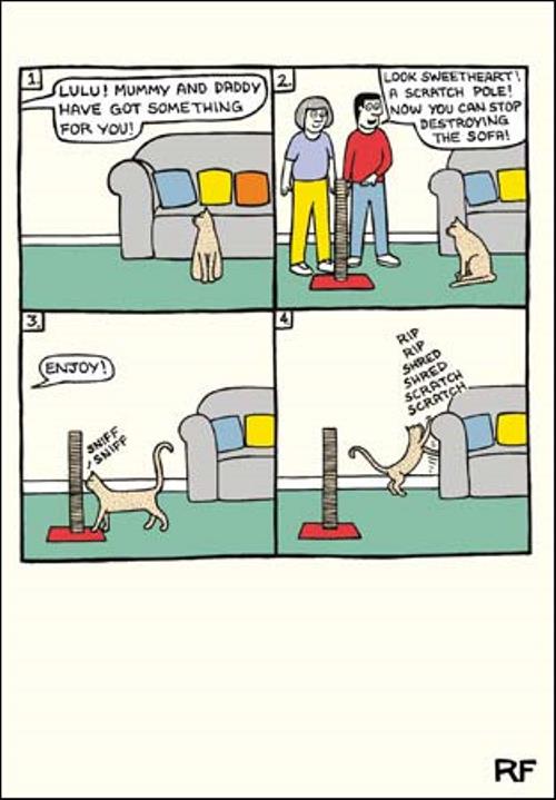 Funny Scratch Pole Cartoon Cat Humour Greeting Card On The Prowl Cards