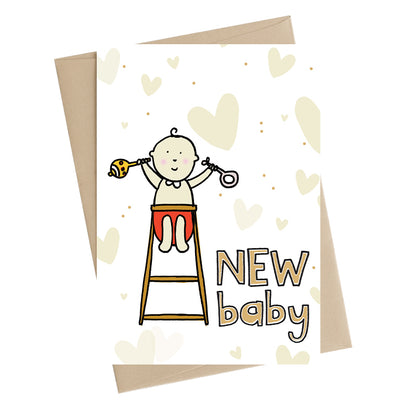 Baby In A Highchair New Baby Greeting Card