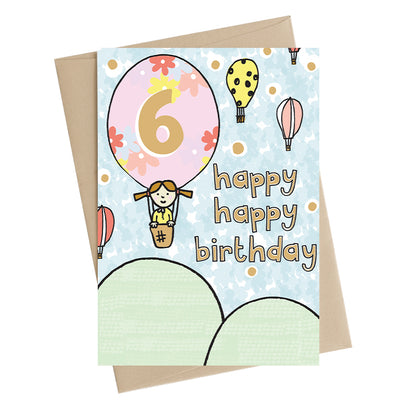 Happy Happy Girls 6th Birthday Greeting Card