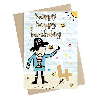 Happy Happy Boys 4th Birthday Greeting Card