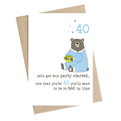Bed By 10pm 40th Birthday Greeting Card