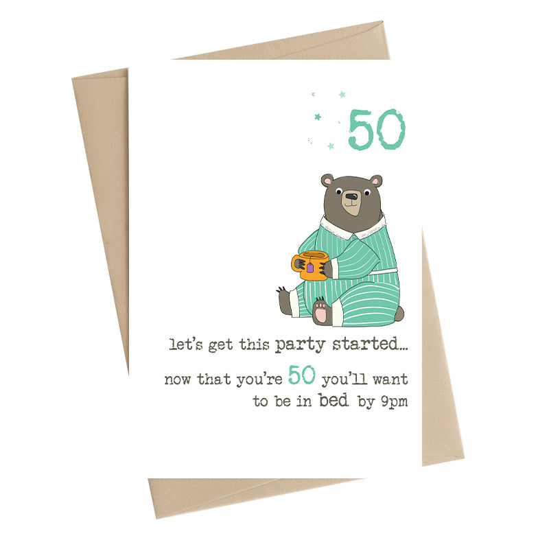 Bed By 9pm 50th Birthday Greeting Card