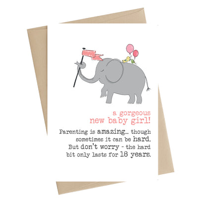 A New Baby Girl Don't Worry Greeting Card