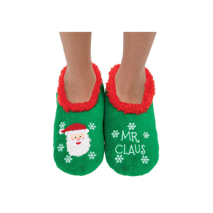 Snoozies! Xmas Family Mr Claus Mens Medium Size 8-9 Super Soft Non Slip