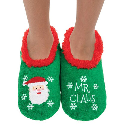 Snoozies! Xmas Family Mr Claus Mens Medium Size 8-9 Super Soft Non Slip