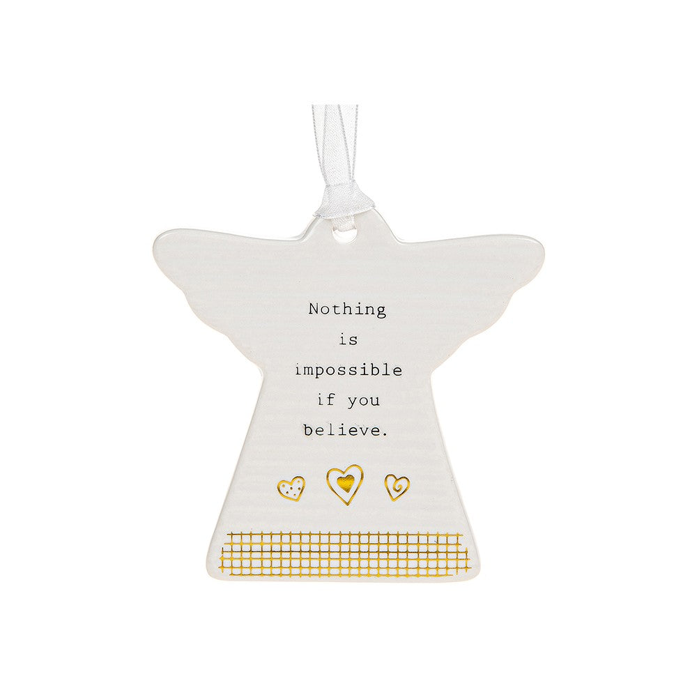 Thoughtful Words Nothing Is Impossible Ceramic Angel Shaped Plaque
