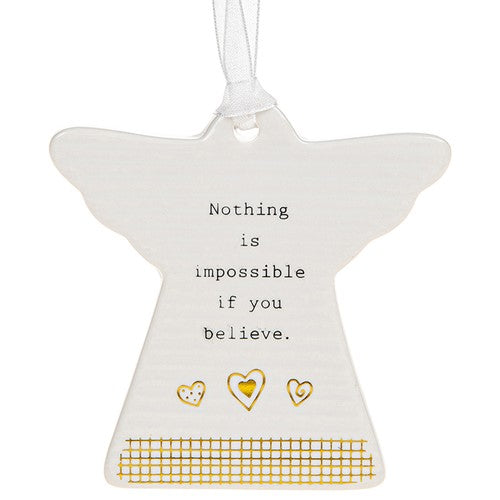 Thoughtful Words Nothing Is Impossible Ceramic Angel Shaped Plaque