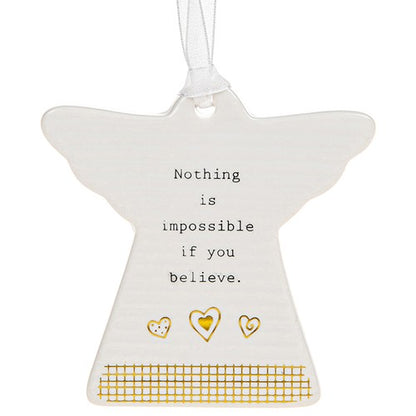 Thoughtful Words Nothing Is Impossible Ceramic Angel Shaped Plaque