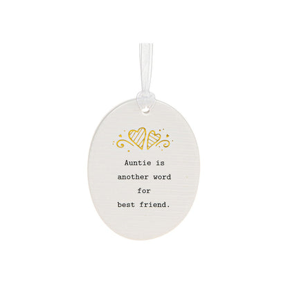 Thoughtful Words Auntie My Best Friend Ceramic Oval Shaped Plaque