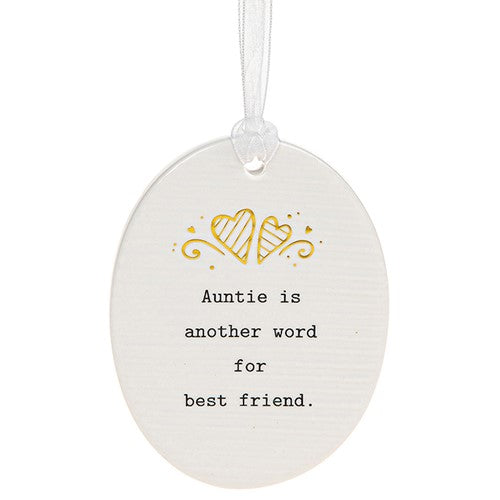 Thoughtful Words Auntie My Best Friend Ceramic Oval Shaped Plaque