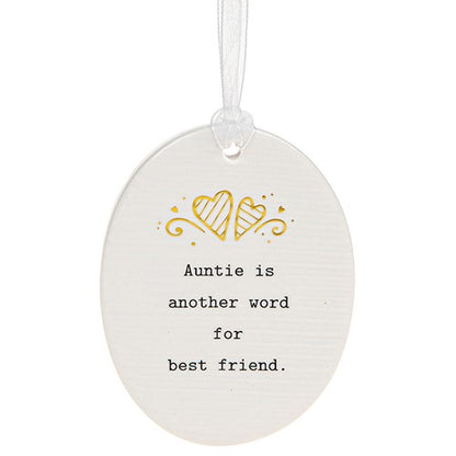 Thoughtful Words Auntie My Best Friend Ceramic Oval Shaped Plaque