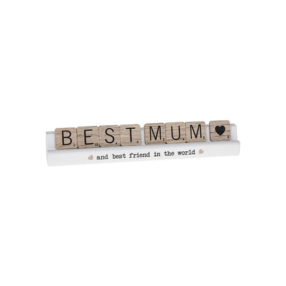 Scrabble Sentiments Best Mum Best Friend Wooden Scrabble Table Plaque