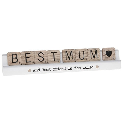 Scrabble Sentiments Best Mum Best Friend Wooden Scrabble Table Plaque