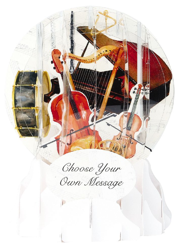 Instrument Snow Globe Pop-Up Any Occasion Greeting Card